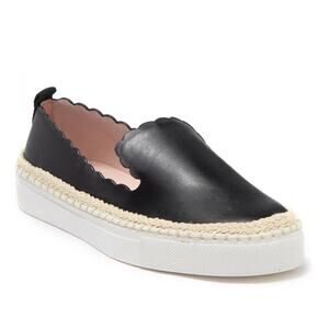 Kate Spade Loren Leather Classic Espadrilles Loafer Black Women's Size 8B NWT
